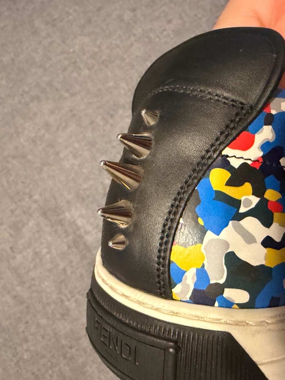 Fendi Leather Slip-On Sneakers with Multicolor Camouflage Accents - Picture 7 of 15